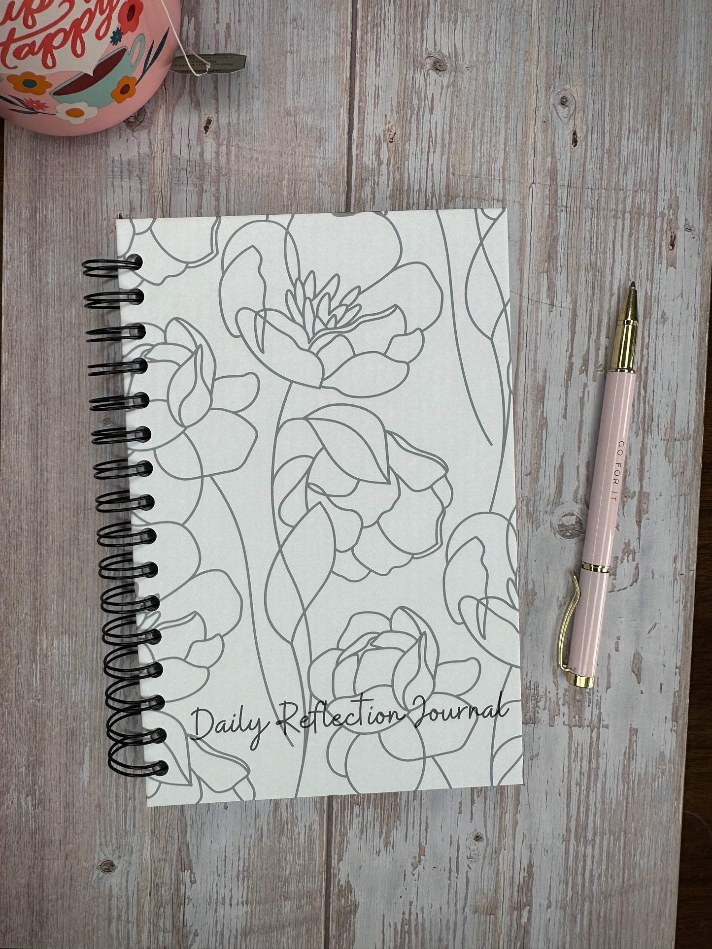 Daily Reflection Journal - Neutral Floral - 6-month Journey to Mindfulness